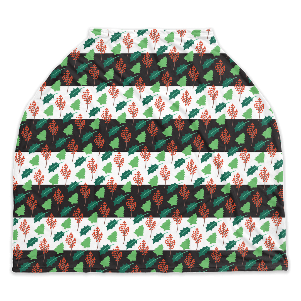 Trees & Holly Car Seat Cover, Nursing Cover for Christmas Baby - Lindsay Ann Artistry